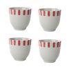 4Pcs Japanese Style Red Short Stripe Ceramic Teacups Small Straight Wine Glass 150ML