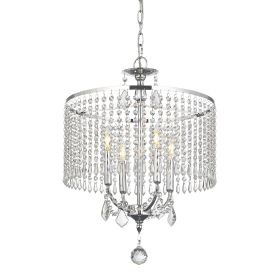 4 - Light Dimmable Crystal Chandelier (Color: Chrome)