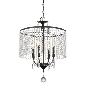 4 - Light Dimmable Crystal Chandelier (Color: Black)